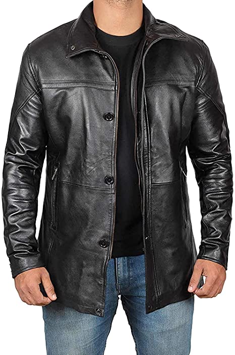 Mens Leather Jacket - Black Real Lambskin Leather Jackets for Mens