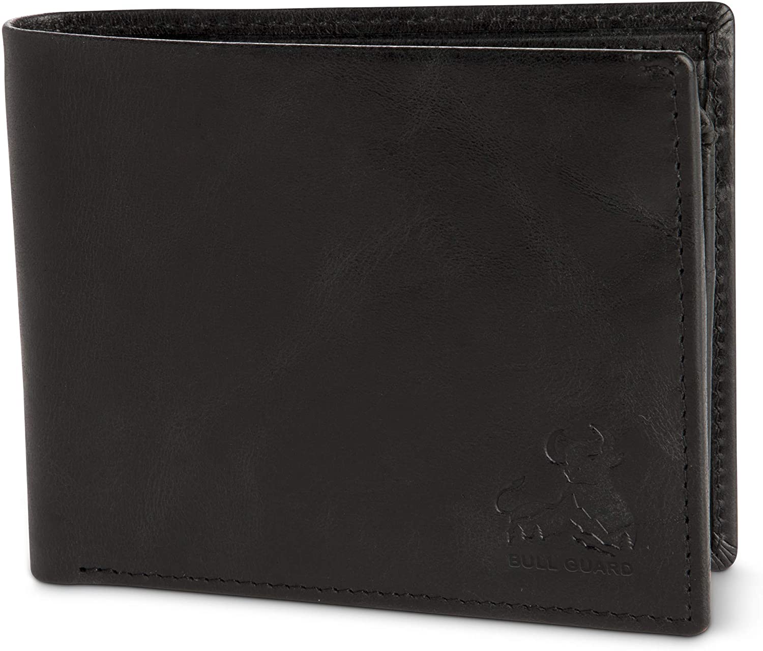 Bull Guard Vintage Black Leather Wallet for Men RFID Bifold With ID